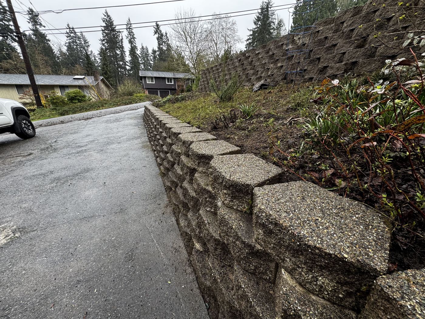 Retaining wall after professional cleaning